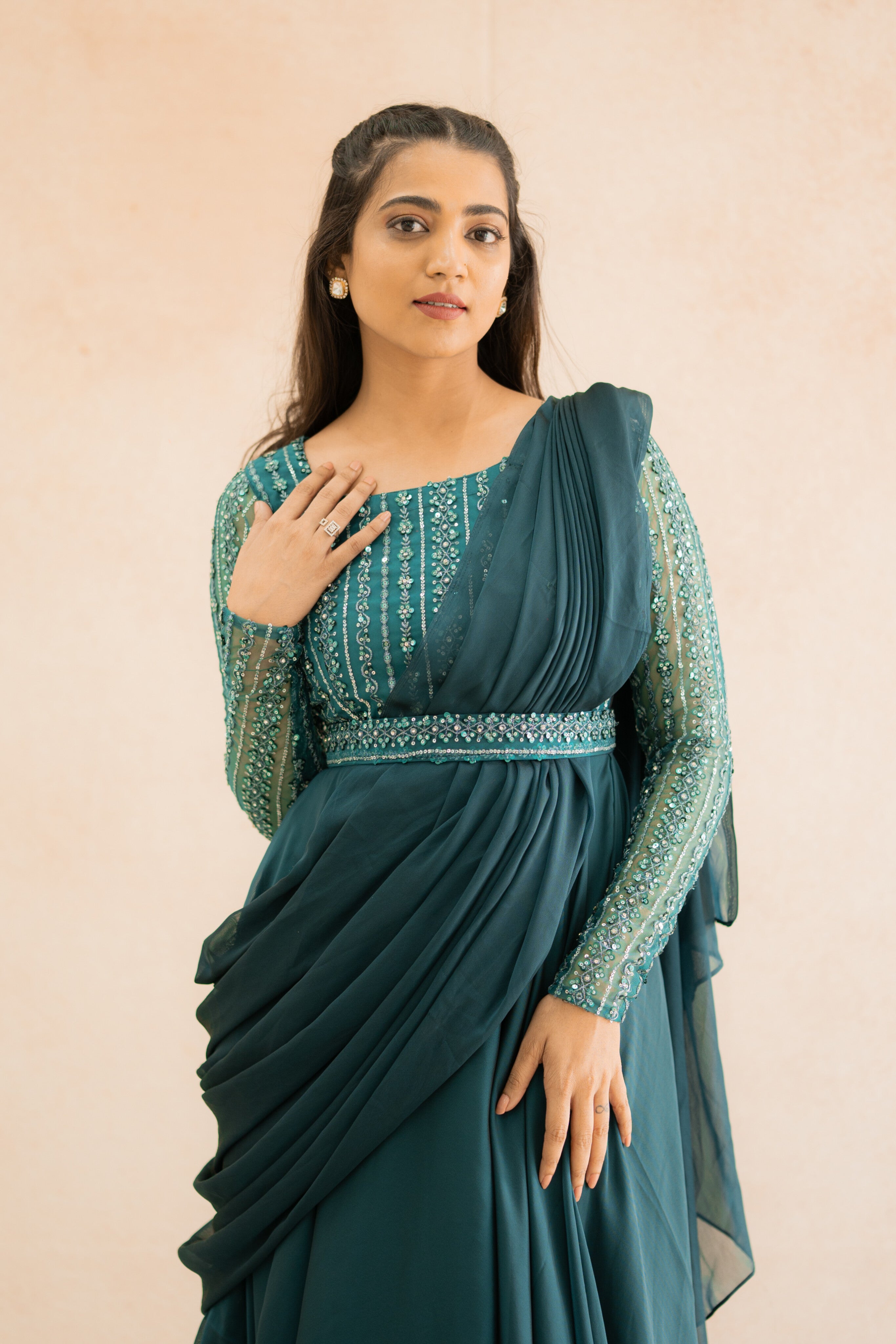 DD420 Sreeja Designer Anarkali Kurti - Elegant Indian Ethnic Dress for Women | Perfect for Weddings, Festivals & Special Occasions