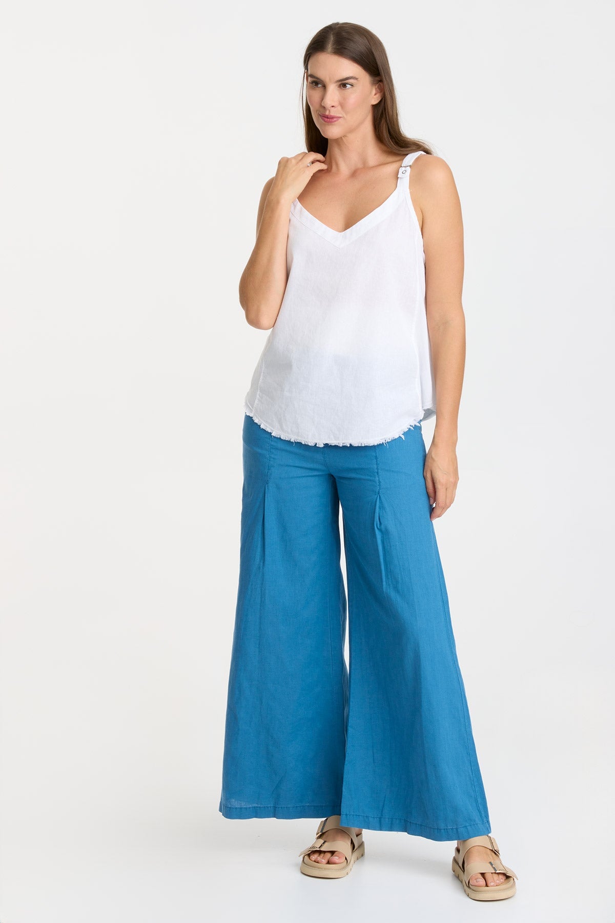 Teresa Poseidon Pigment Print Pants - Stylish High Waist Wide Leg Trousers for Women | Perfect for Casual Wear, Office Outfits & Summer Fashion
