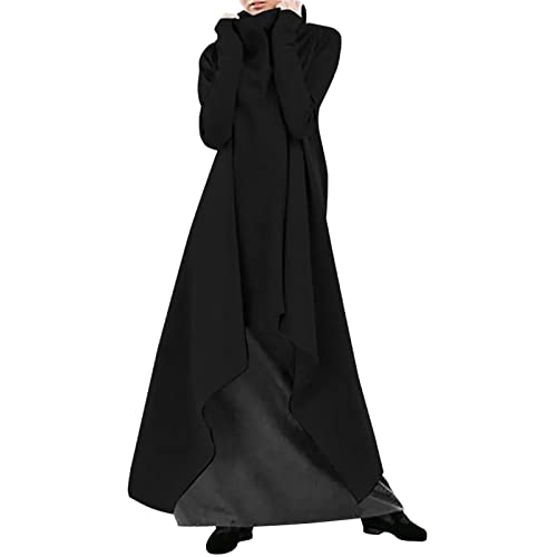 Women's Loose Fit Turtleneck Pullover Dress - Solid Color Casual Robe Sweatshirt - Comfortable Graduation & Summer Dresses for Women (Black, Size S) | Perfect for Graduation Ceremonies, Beach Cover-ups & Relaxing at Home