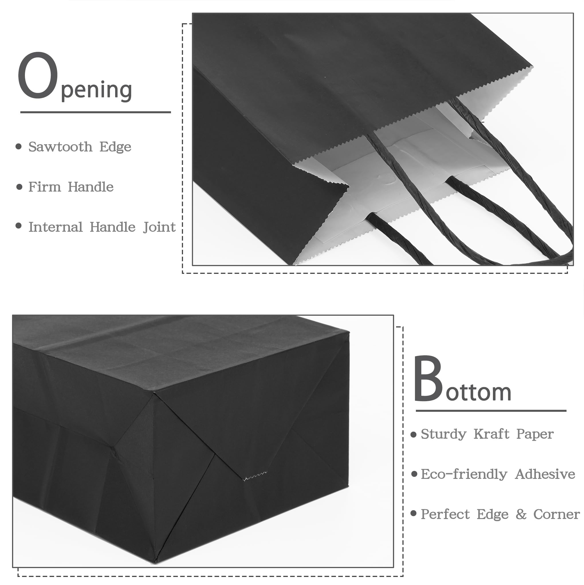 Premium Black Kraft Paper Gift Bags with Handles - 5x3.1x8.2 Inches (25 Count) - Eco-Friendly Party Favor Bags for Weddings, Birthdays & Holiday Gifts