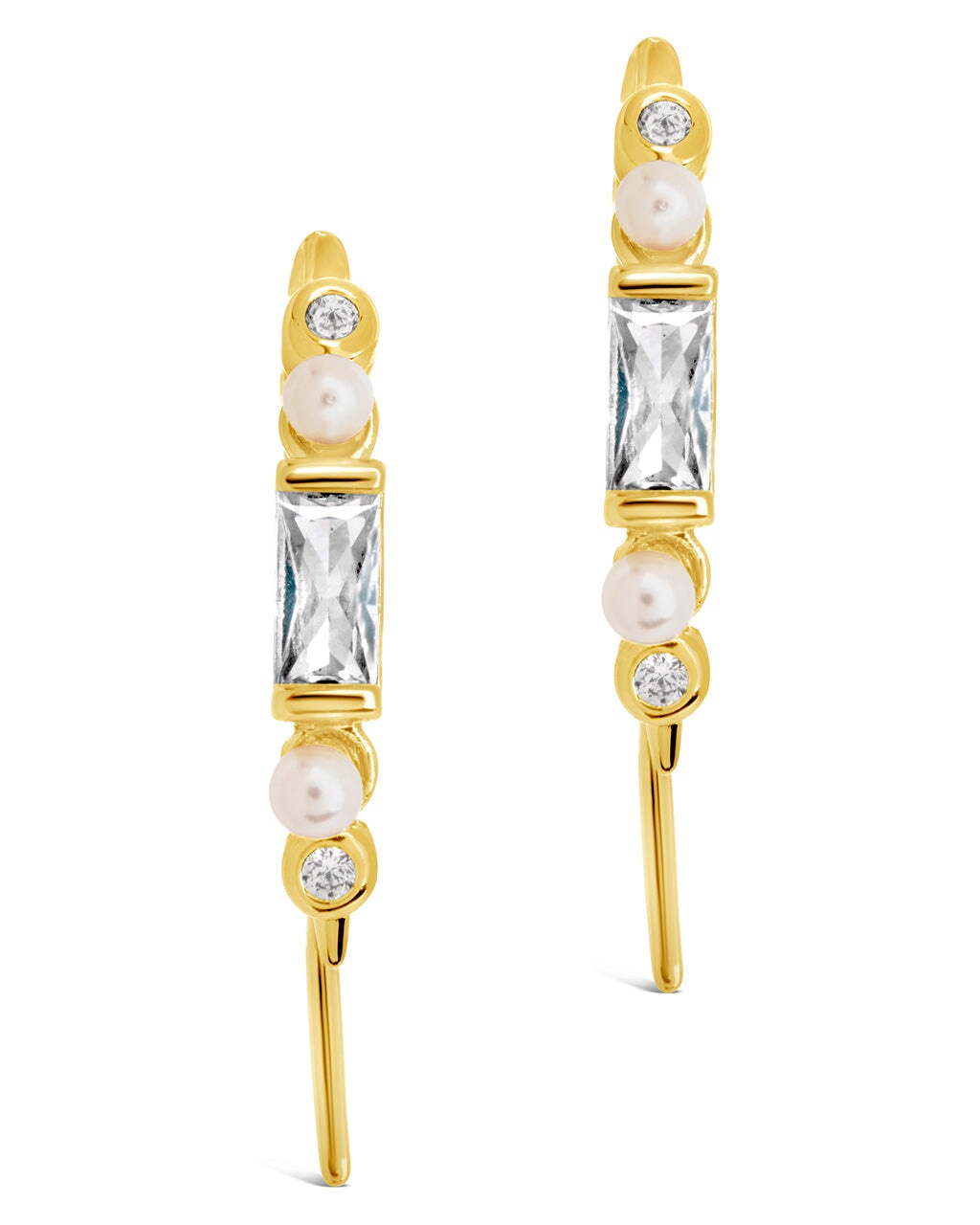 Nadia CZ & Pearl Threader Earrings for Women - Elegant Dangle Drop Earrings for Party, Wedding & Everyday Wear