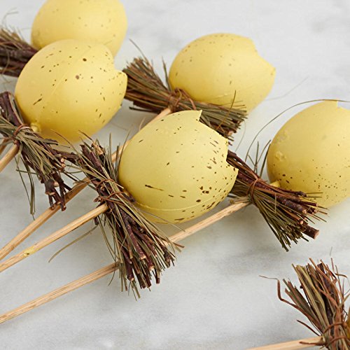 Yellow Artificial Cracked Eggs & Twig Floral Picks - 6 Pack Spring Easter Decorations for DIY Wreaths, Centerpieces, and Tabletop Displays - Factory Direct Craft Supplies