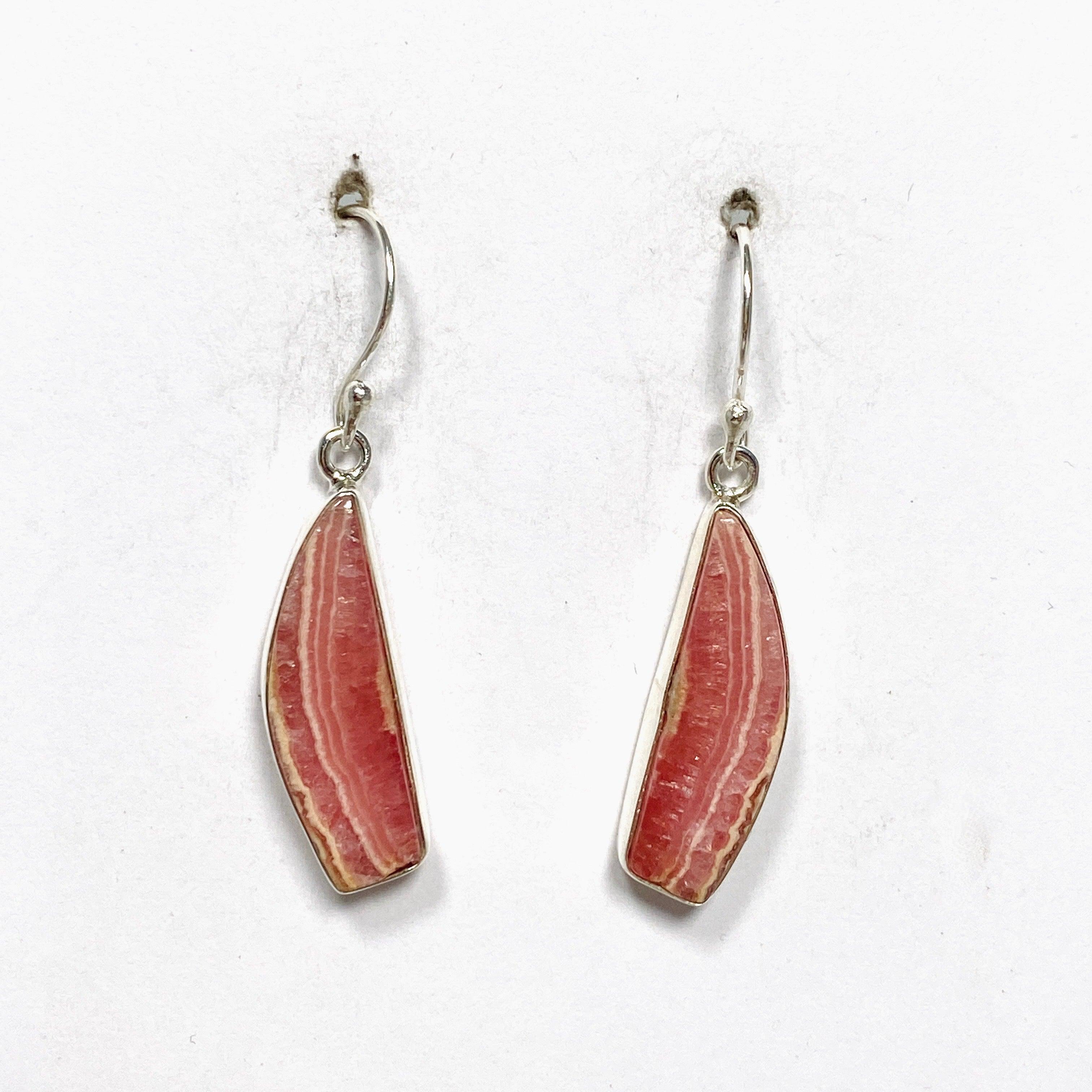 Rhodochrosite Freeform Earrings KEGJ1463 - Handmade Gemstone Jewelry for Women, Boho Dangle Earrings - Perfect for Parties, Weddings & Everyday Wear