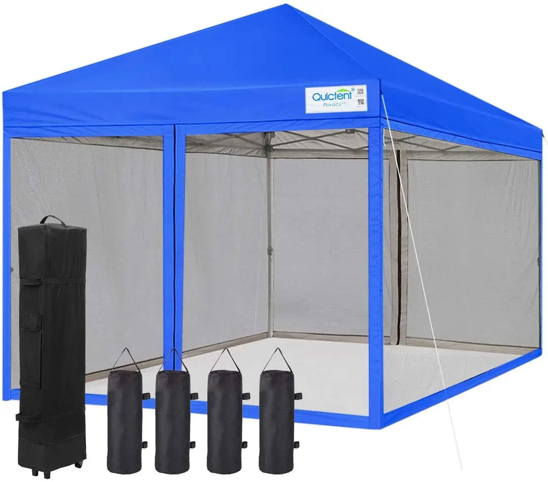8' x 8' Pop Up Canopy Tent with Sidewalls & Netting - Instant Outdoor Shelter for Camping, Beach, Picnics, and Backyard Parties