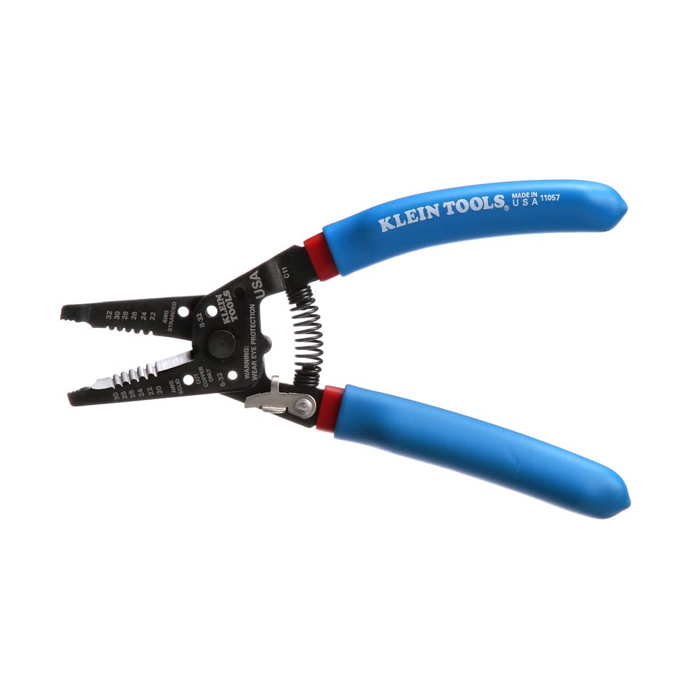 Klein Tools 11057 Heavy Duty Wire Cutter & Stripper for 20-30 AWG Solid & 22-32 AWG Stranded Wires | Made in USA | Professional Electrical Tool for DIY Projects & Home Wiring