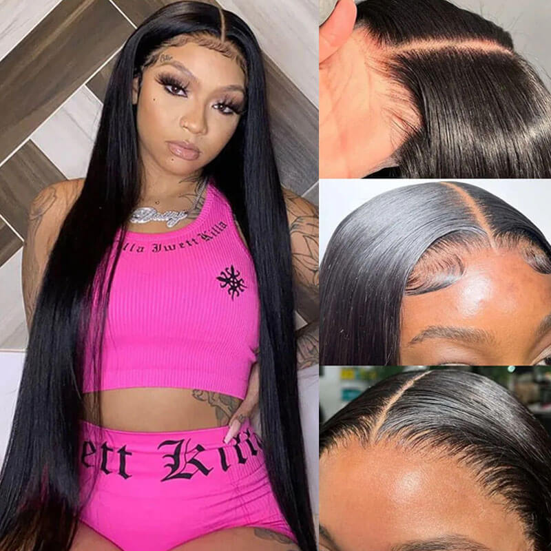 Eullair Glueless Straight Hair Wigs with Pre-Cut Lace 6x4 & 5x5 HD Closure - Beginner Friendly Human Hair Wigs for Everyday Wear & Special Occasions