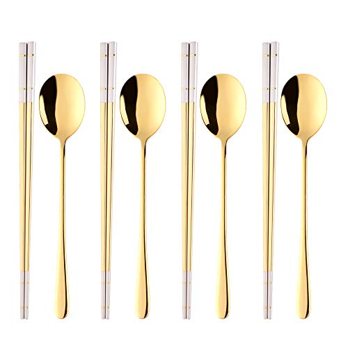 gold-square chopstick and spoon