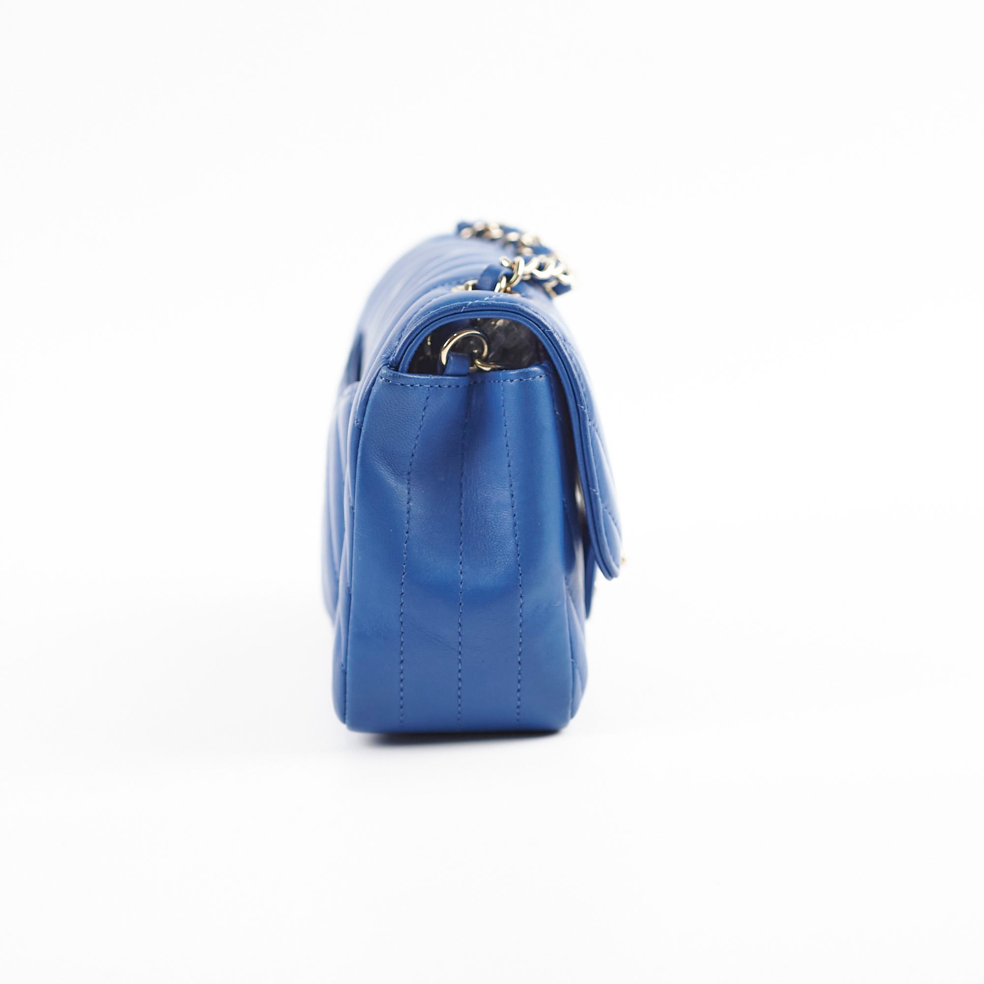 Chanel Mini Rectangular Classic Chevron Lambskin Blue Handbag - Authentic Luxury Crossbody Bag for Women | Perfect for Evening Parties, Date Nights & Special Occasions