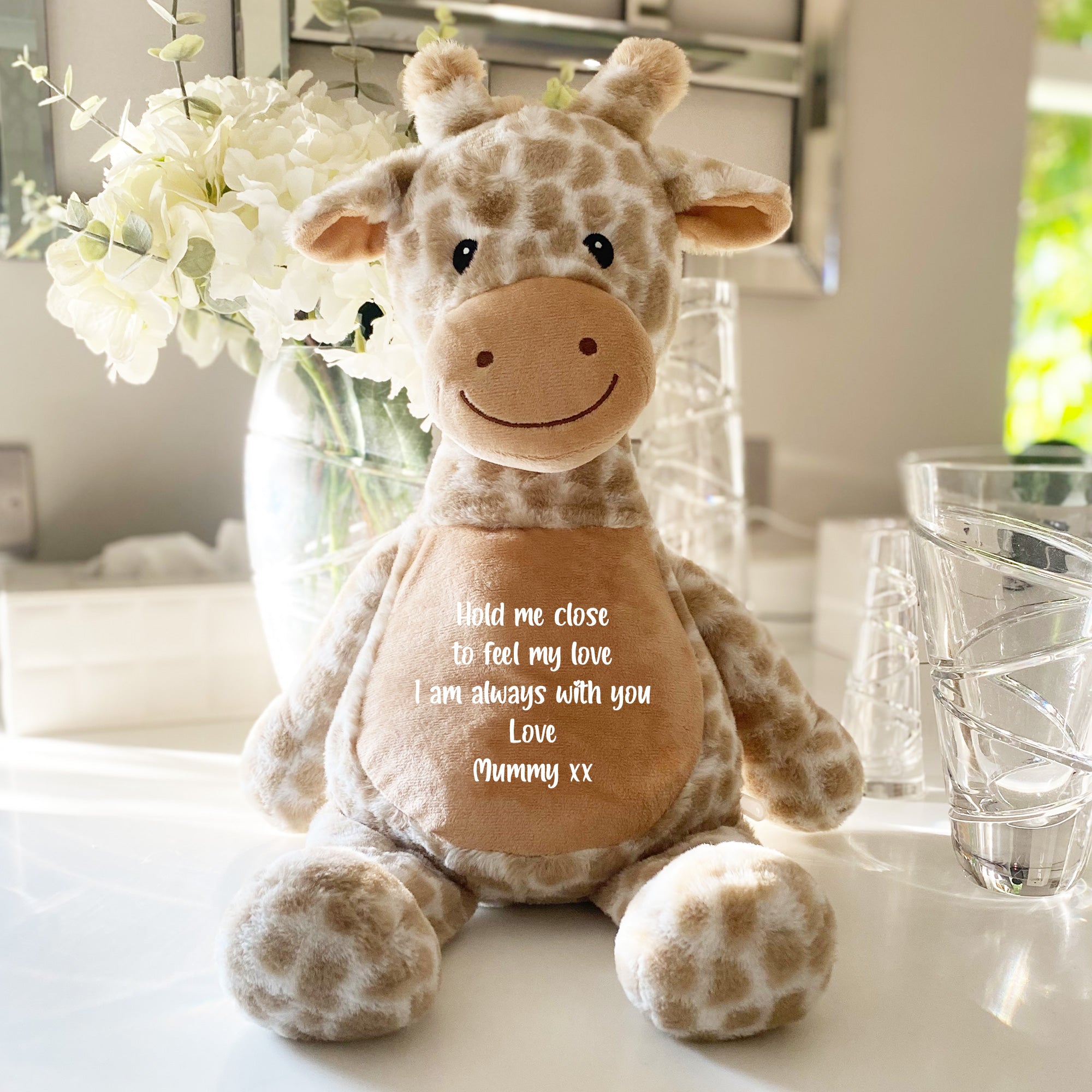 Personalized Keepsake Comfort Giraffe Plush Toy - Soft Cuddly Stuffed Animal for Babies, Kids & Nursery Decor - Perfect Baby Shower Gift, Newborn Present & Nursery Room Decoration
