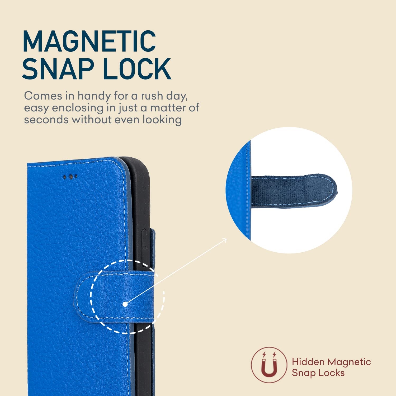 Premium Full Grain Leather iPhone 13 Mini Wallet Case - 2-in-1 Magnetic Detachable Flip Cover with Card Slots & Kickstand | Compatible with Apple MagSafe (Royal Blue) | Perfect for Travel, Business & Everyday Protection
