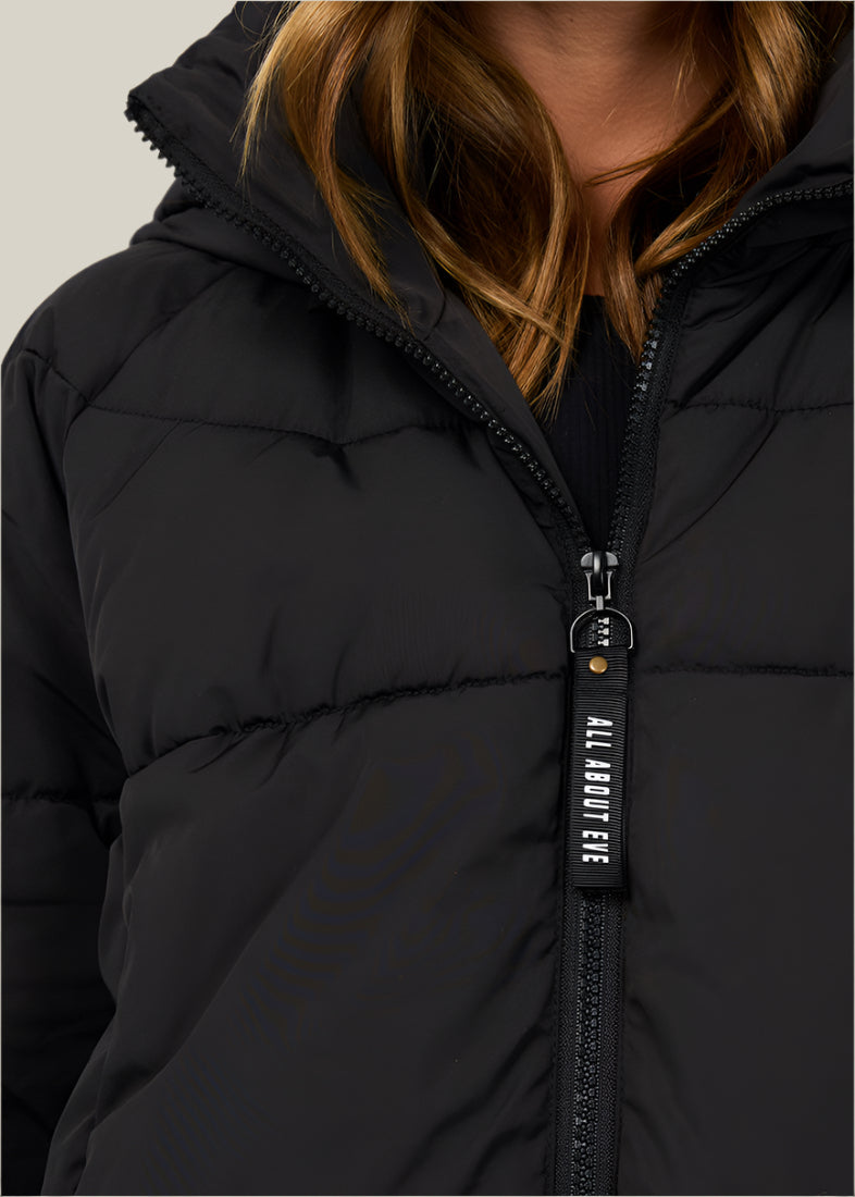 Remi Luxe Midi Puffer Jacket for Women - Black Winter Coat, Waterproof & Windproof, Lightweight Warm Down Jacket for Cold Weather | Perfect for Skiing, Snowboarding & Daily Winter Wear