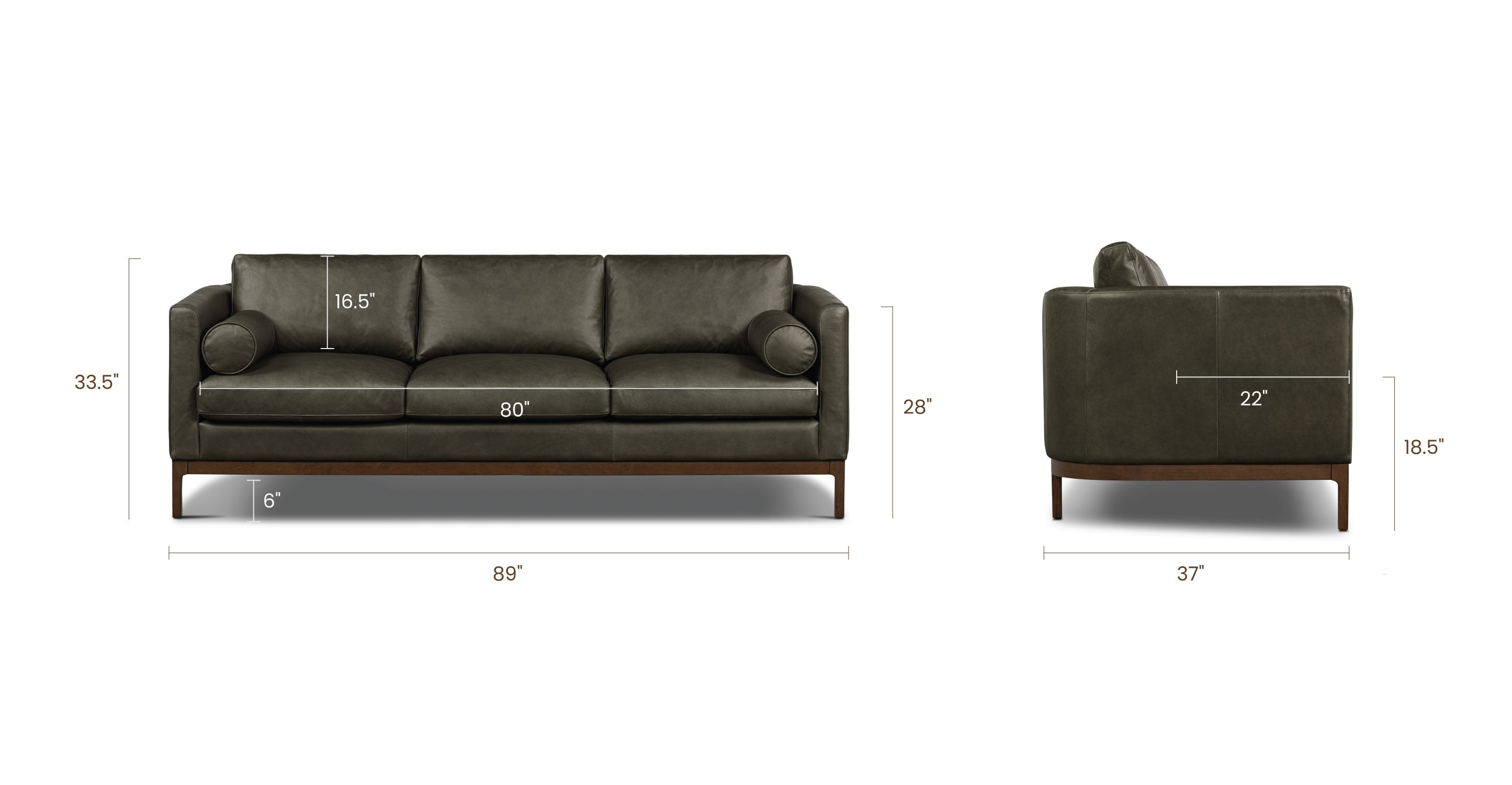 Toscano 89 Sofa - Modern Comfortable Living Room Furniture for Small Spaces | Perfect for Apartments, Condos & Cozy Homes