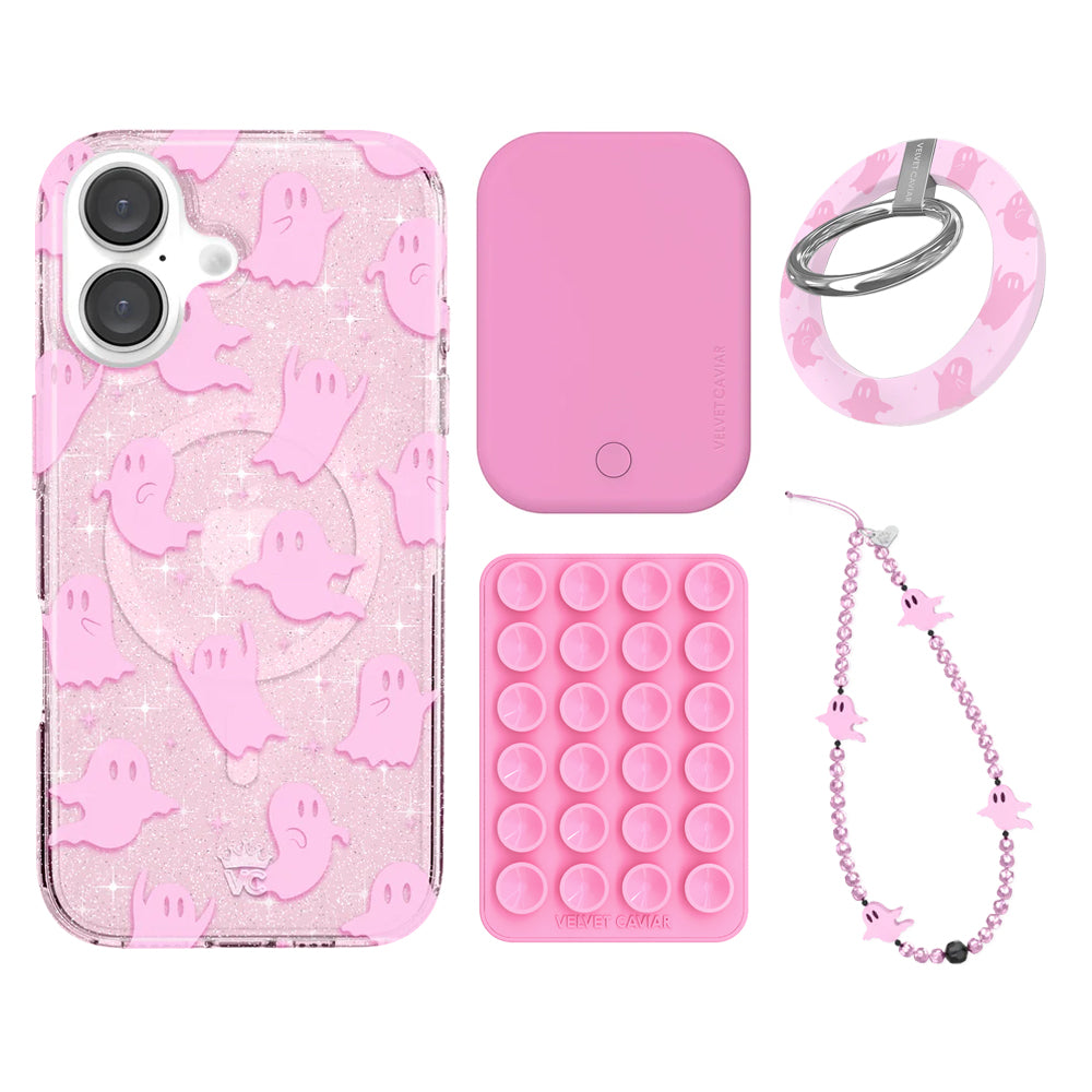 Ghosted Pink Glitter iPhone Case with Grip - Shockproof Protective Phone Cover for iPhone 13/14/15 Pro Max - Sparkly Glamorous Design for Women Girls (Perfect for Parties, Travel & Everyday Use)