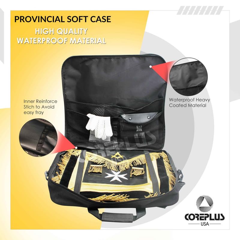 Masonic Apron Carrying Case - Lightweight Black Soft Apron Storage Bag for WM/MM & Provincial Regalia - Perfect for Lodge Meetings, Ceremonies & Travel Protection