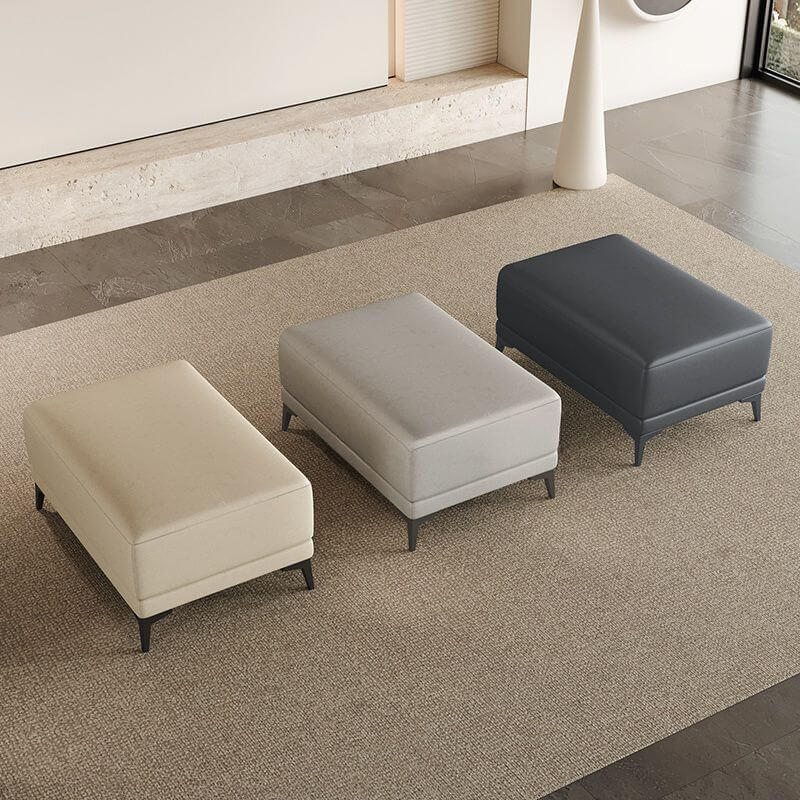 Trendy Solid Color Sponge Cushion Ottoman - Grey, Green, Beige - Perfect for Living Room, Bedroom & Home Decor