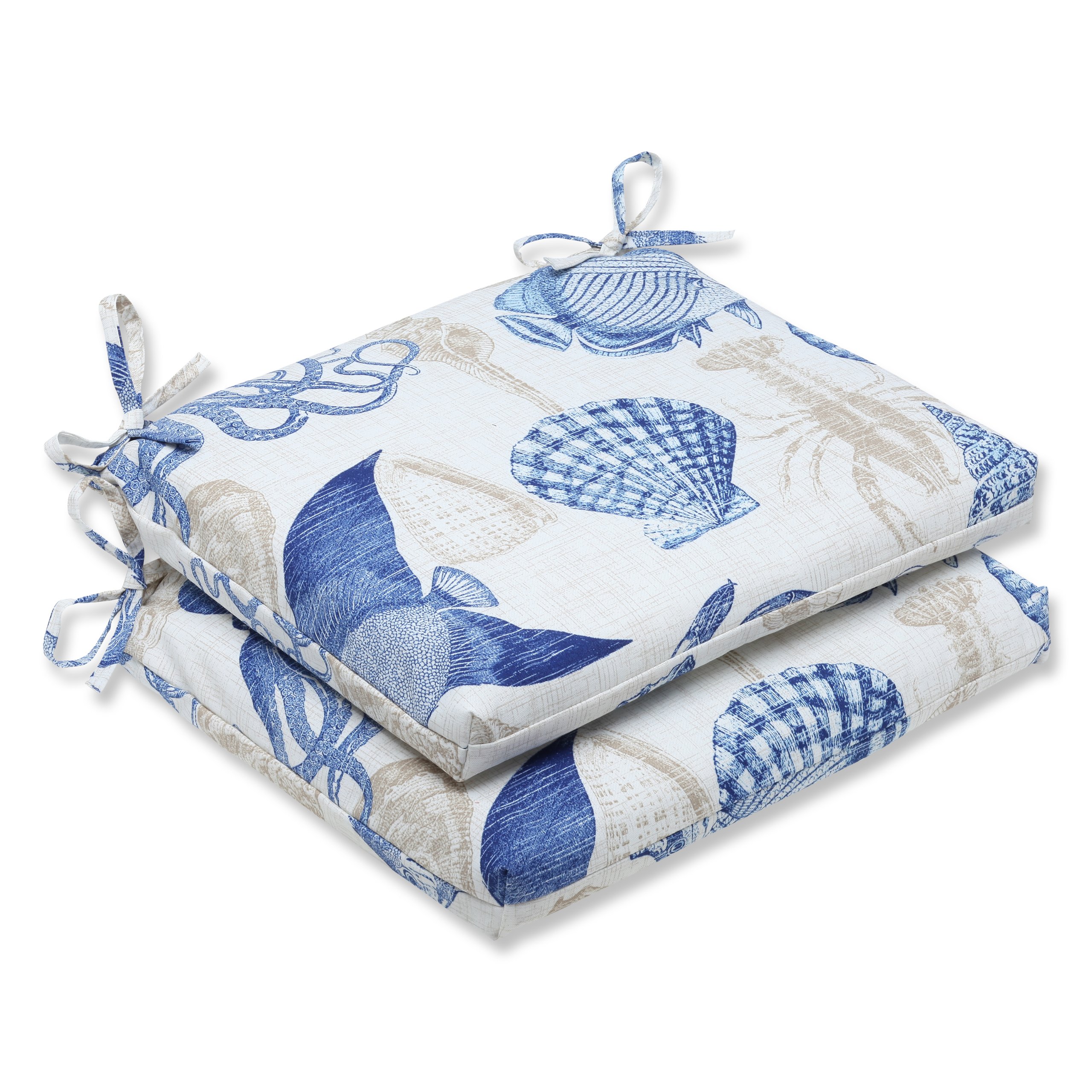 Premium Sealife Marine Square Corner Seat Cushions 18.5x16 Inch - 2 Pack Blue Waterproof Outdoor/Indoor Cushions for Patio Furniture, Boat Seats & Poolside Lounging