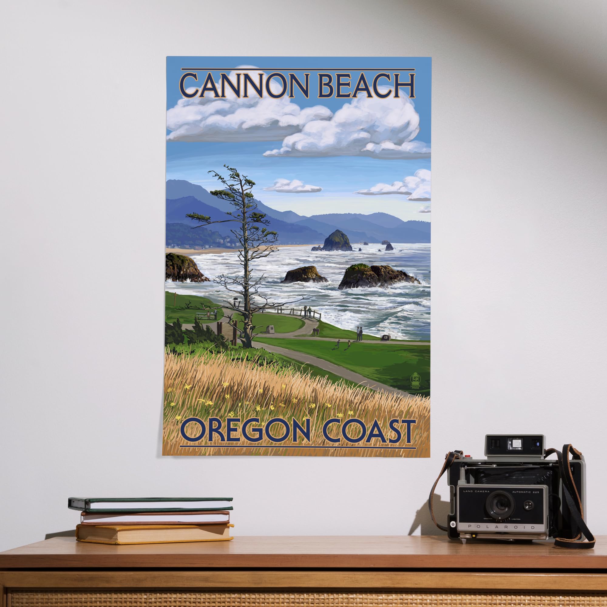 Lantern Press 16x24 Inch Giclee Print - Cannon Beach Oregon Coast Wall Art | Premium Canvas Landscape Painting for Home & Office Decor | Perfect for Living Room, Bedroom or Coastal Themed Spaces