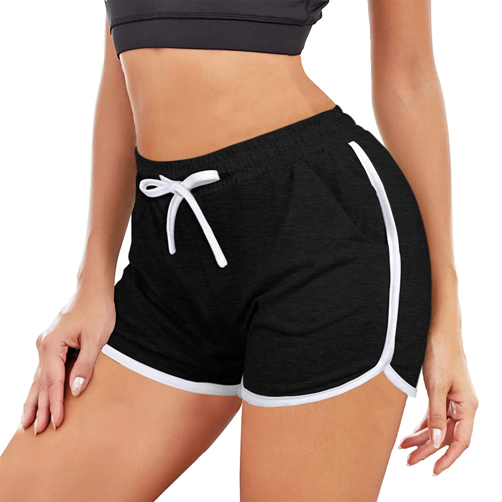 **MINGE Women's Running Shorts with Pockets - High Waist Athletic Workout Shorts, Drawstring Lounge Shorts for Yoga, Gym & Casual Wear - Plus Size Available**