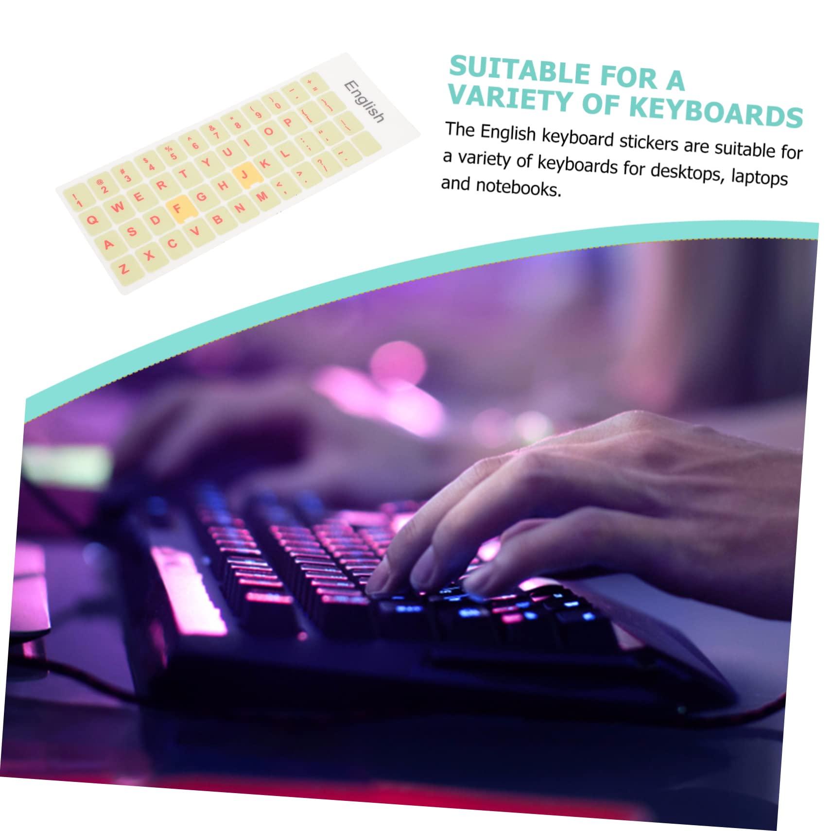 Lurrose 2-Pack Universal Laptop Keyboard Stickers - English Letter ABS Decorative Film for Notebook & Computer (Perfect for Work, Gaming & Travel)