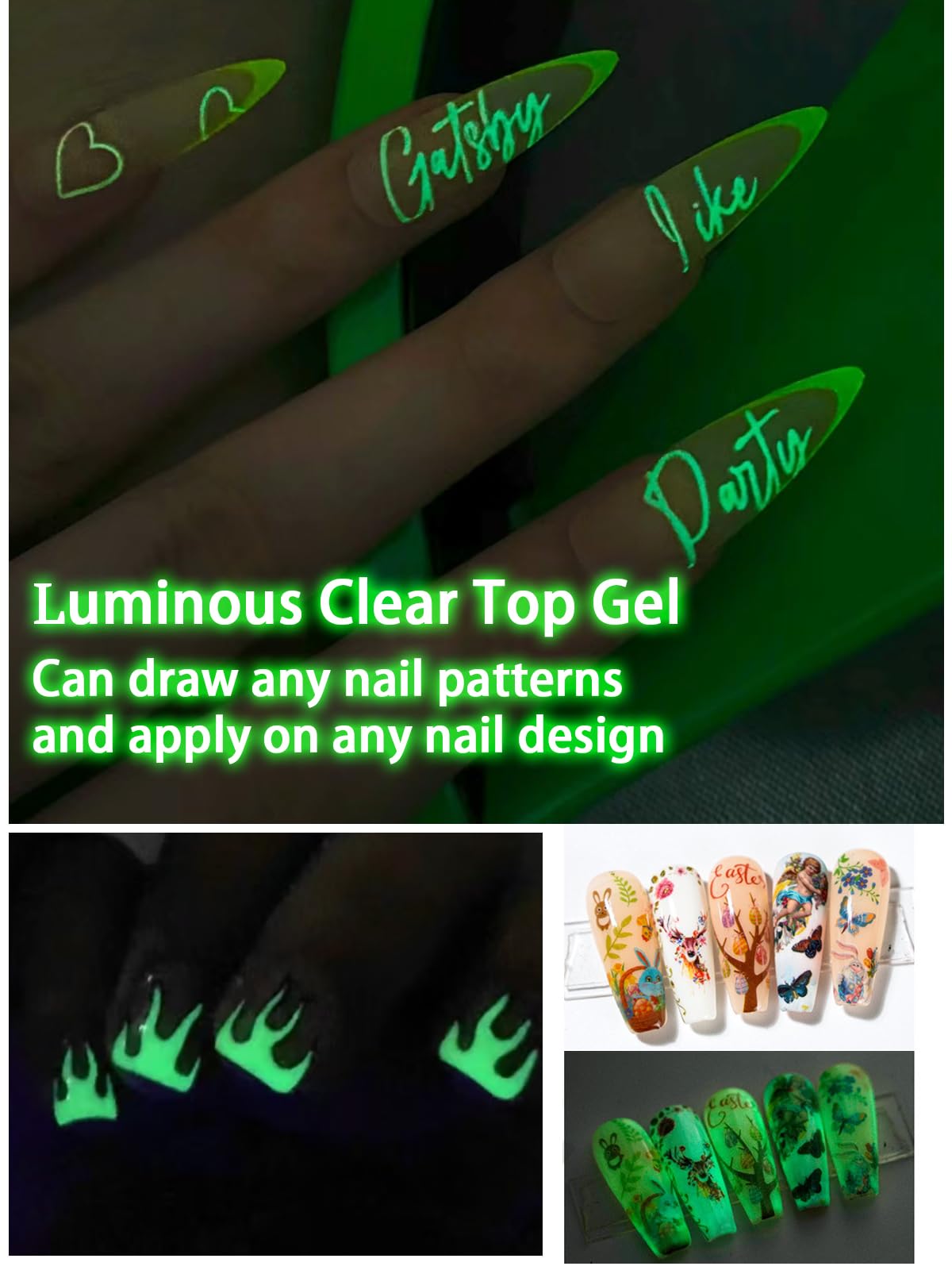 30ml Glow in The Dark Nail Polish - Long Lasting UV Gel Top Coat with Stunning Luminous Effect for Night Parties, Nail Art & Special Occasions - Perfect for Clubbing, Halloween & Date Nights