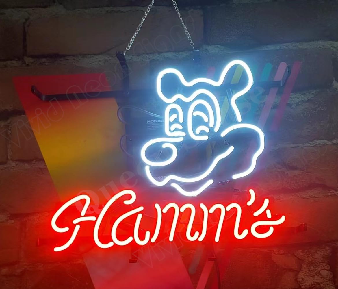 Urby Hamms Real Glass Neon Light Sign - Vintage Beer Bar Decor for Home, Pub, Garage & Windows - Perfect for Man Cave, Game Room & Party Lighting