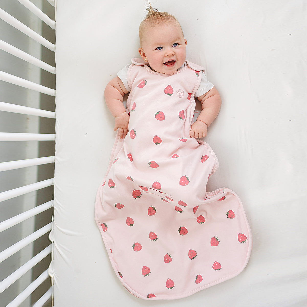 4 Season Toddler Sleep Sack - Merino Wool & Organic Cotton for Babies 2-4 Years - Strawberry Design - Perfect for Nursery, Daycare & Travel