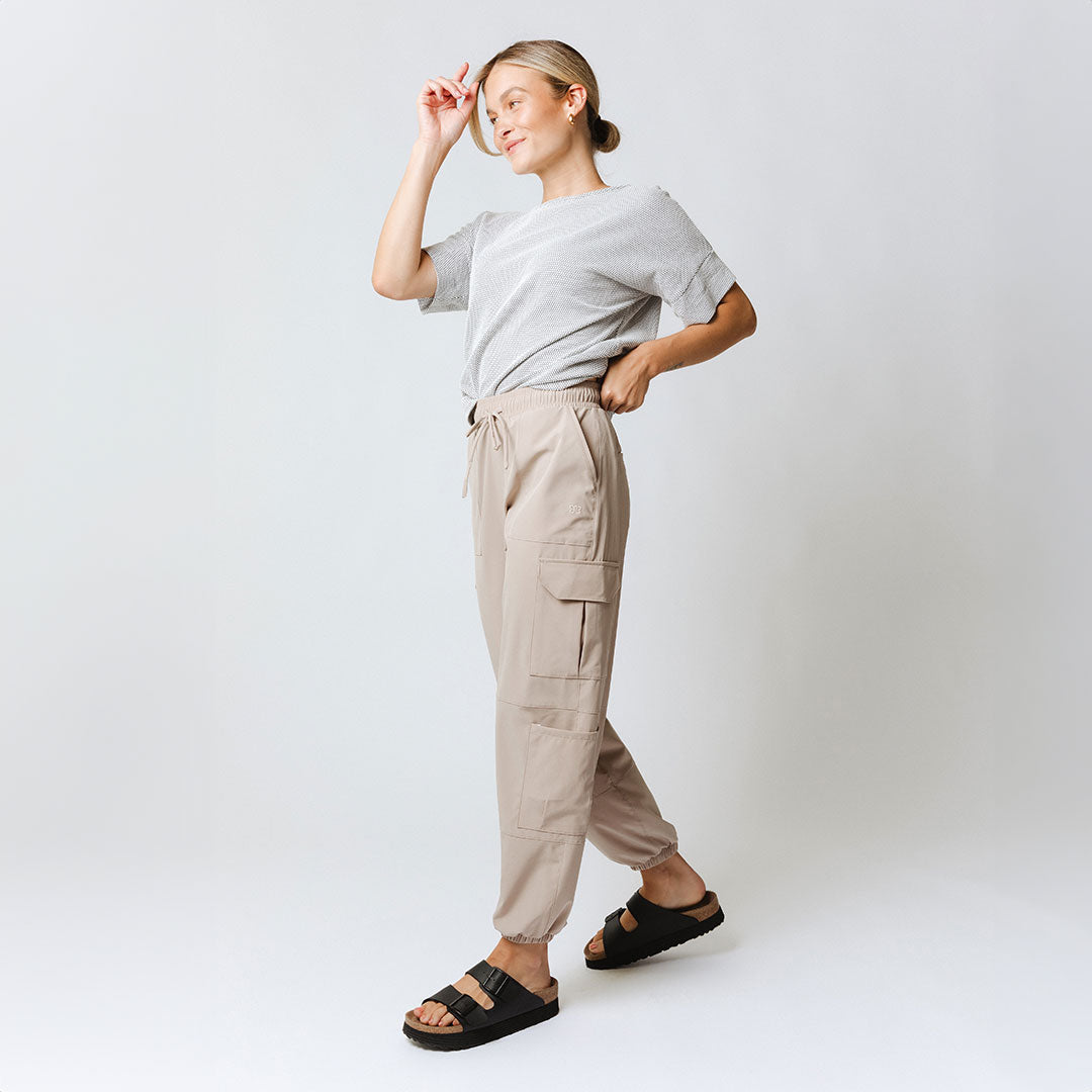 Jetsetter Cargo Joggers for Men - Stylish Cobblestone Color Travel Pants with Multiple Pockets - Perfect for Hiking, Travel & Casual Wear