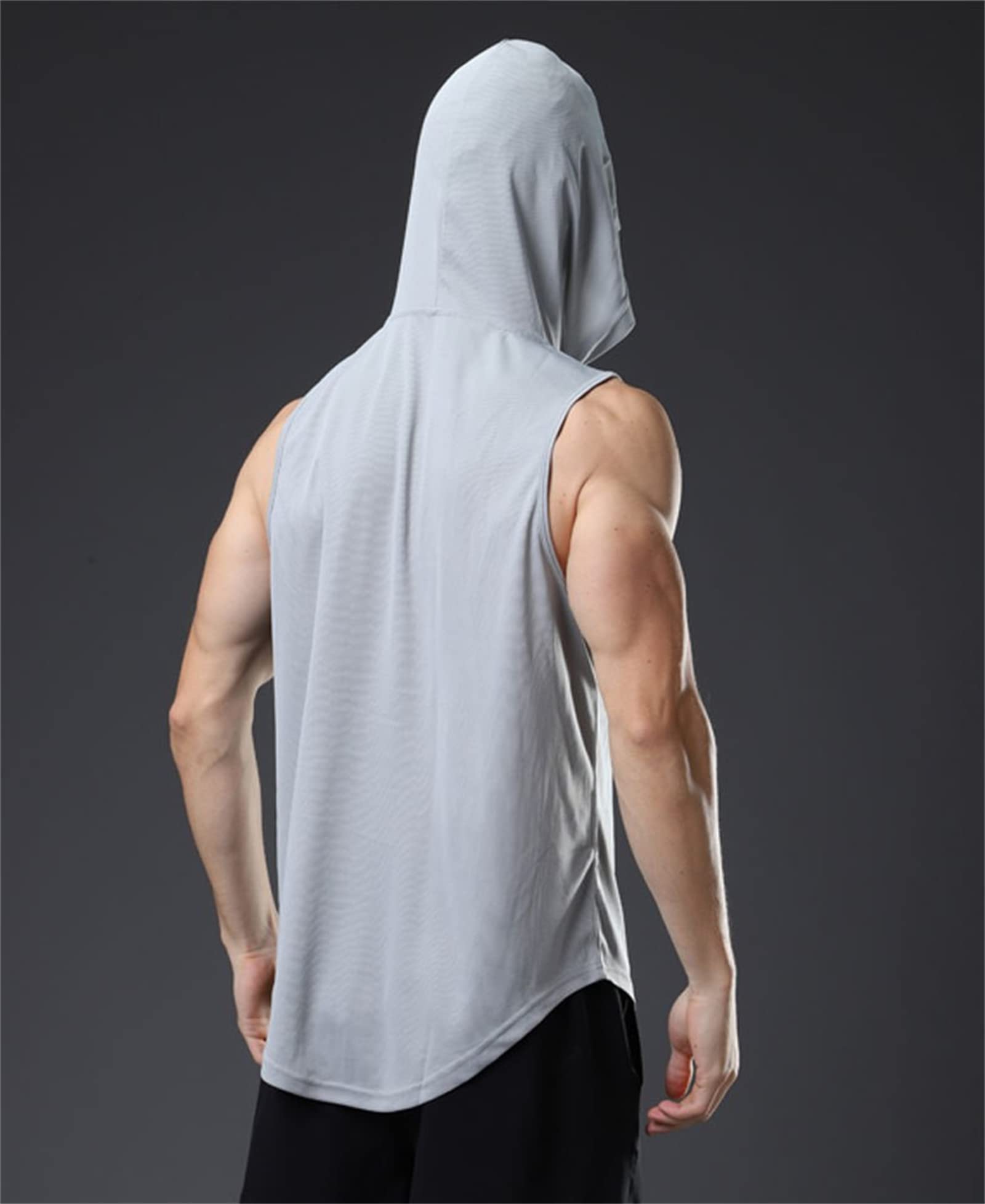 WSLCN Men's Quick Dry Hooded Tank Top - Breathable Sleeveless Workout Shirt for Gym, Running & Fitness Training - Moisture Wicking Athletic Hoodie for Summer Outdoor Sports