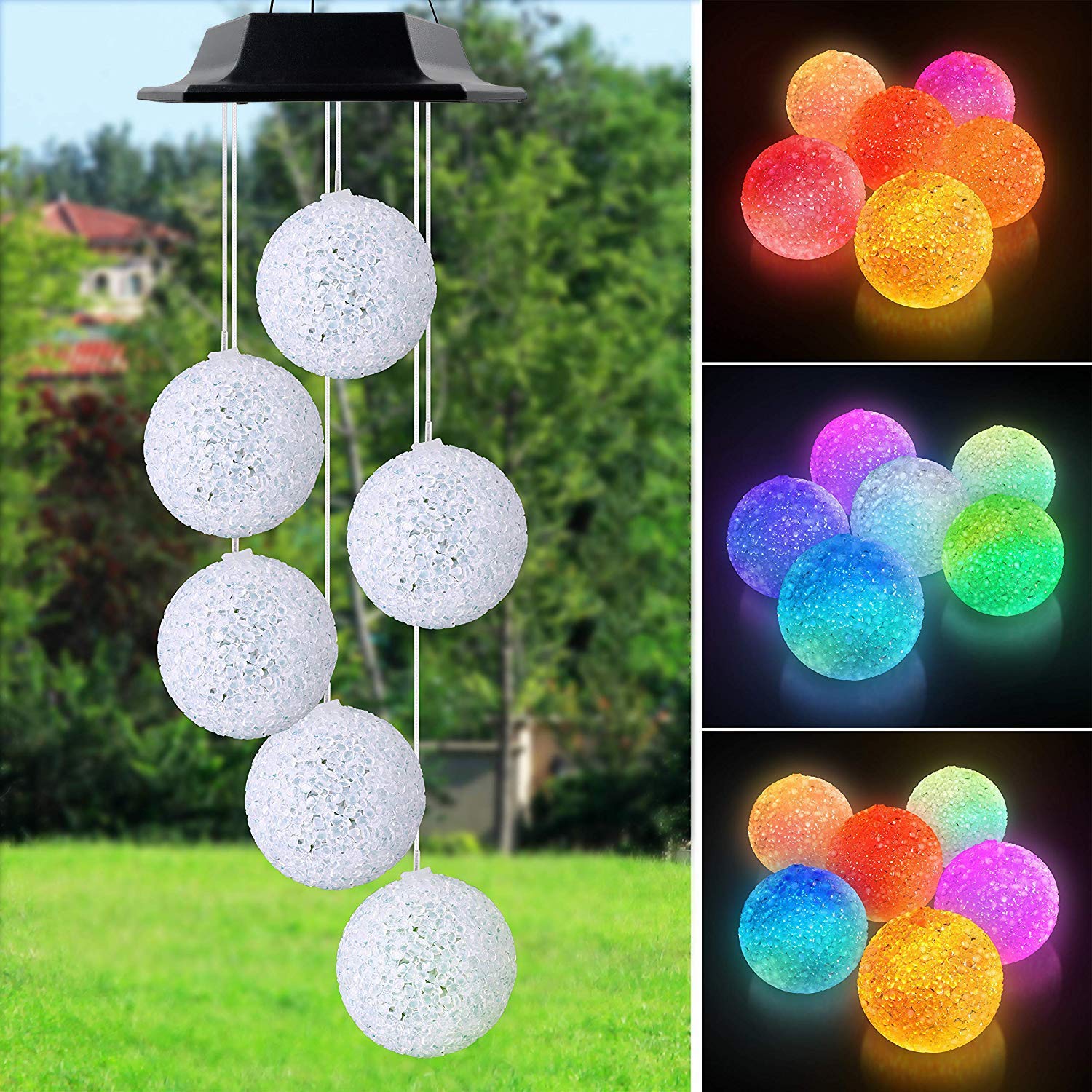 Solar Wind Chimes Outdoor with Hanging Balls - Elegant Garden Decor, Birthday & Mother's Day Gifts for Women - Perfect for Patio, Porch, and Backyard Relaxation