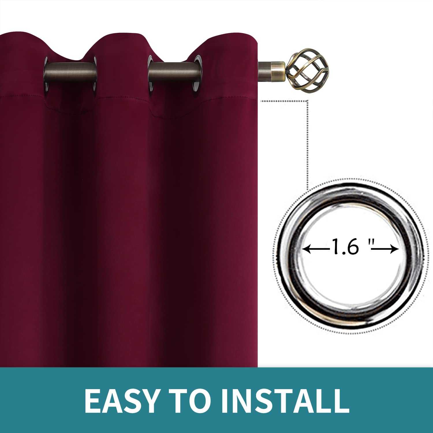 BGment Extra Wide 96 Inch Long Room Divider Curtain - Burgundy Blackout Curtain for Living Room, Bedroom, Patio Sliding Door - Soundproof Privacy Curtain for Christmas Decor, Home Office & Nursery (1 Panel, 120