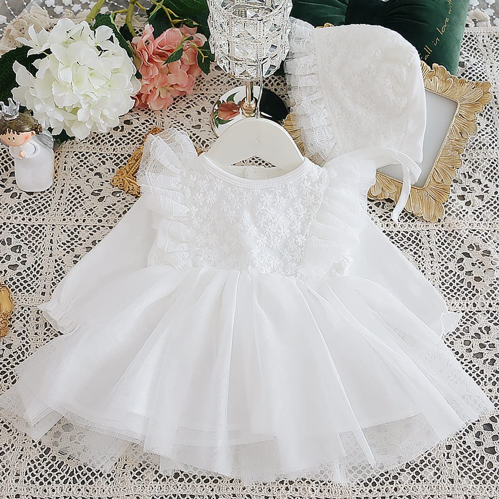 Curipeer Classic Baby Girl Christening Dress - Elegant Infant Baptism & Wedding Tulle Gown for Spring & Summer | Perfect for Church Ceremonies, First Communion & Special Occasions
