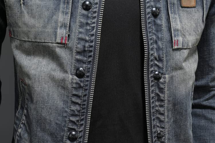 Men's Denim Jacket - Classic Blue Jean Jacket with Lapel & Zipper for Spring & Autumn | Casual Outerwear for Everyday Wear, Date Nights & Weekend Outings