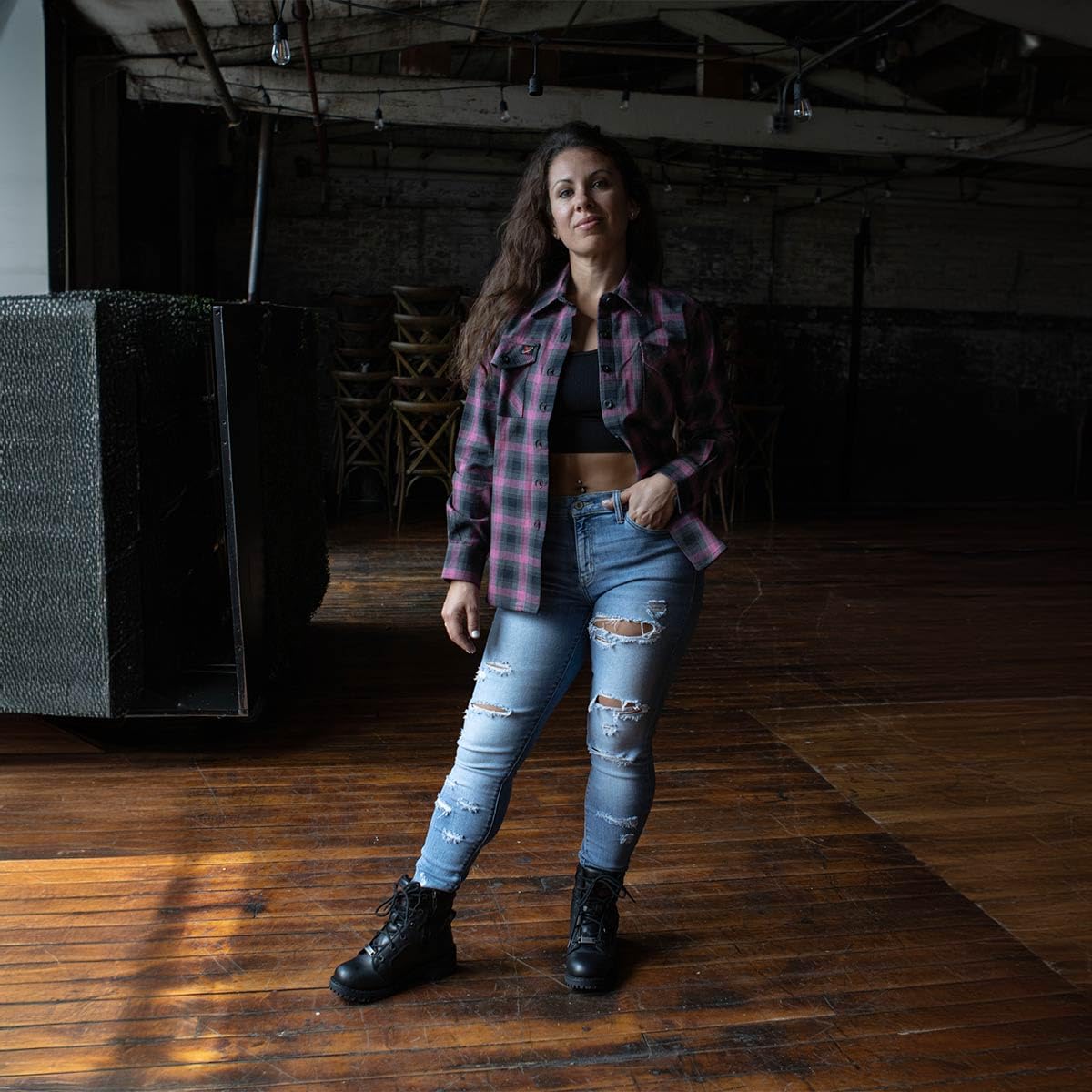 Milwaukee Leather Women's Button Front Long Sleeve Cotton Flannel Shirt - Soft & Warm Plaid Shirt for Casual Wear, Outdoor Activities & Layering