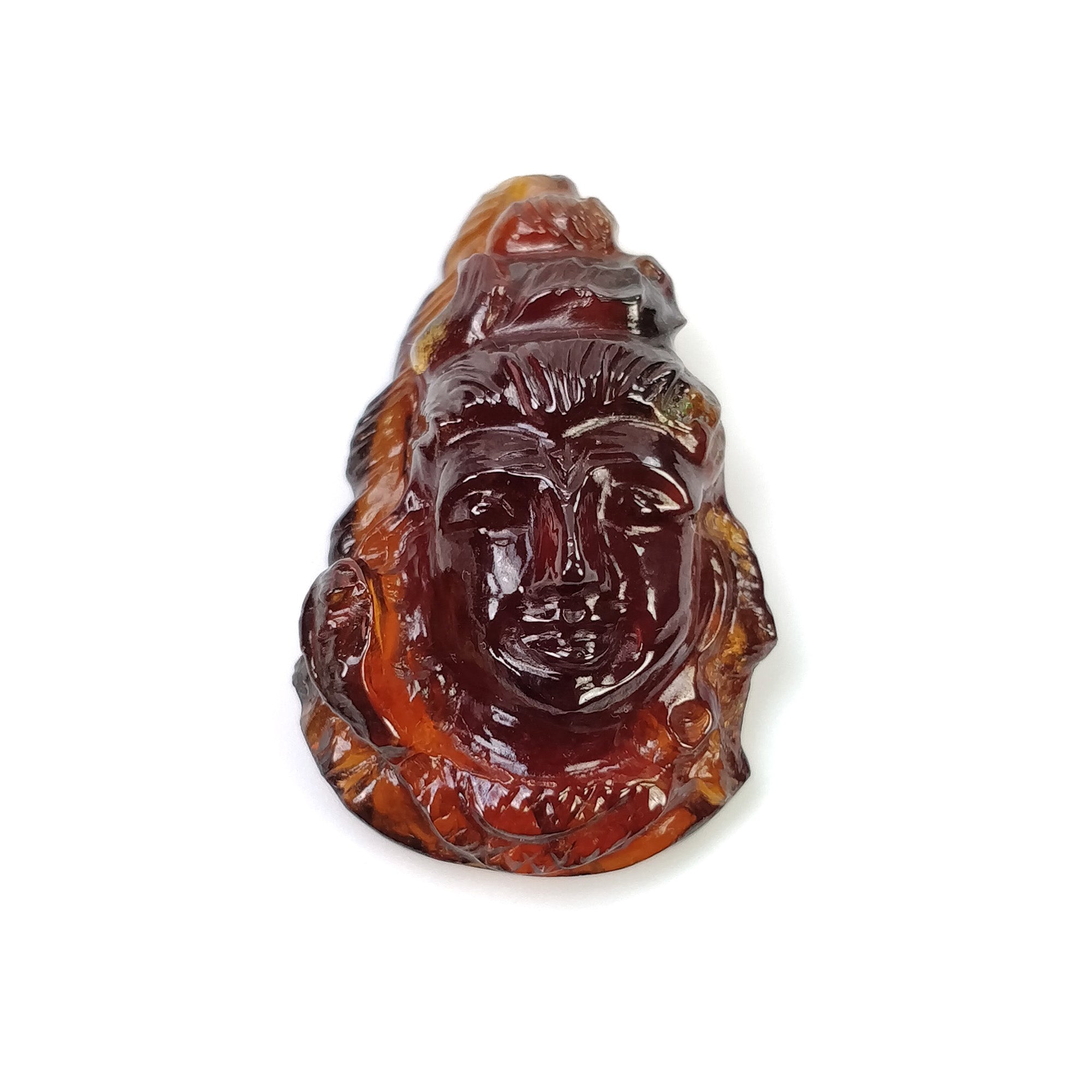 Natural Hessonite Garnet Gemstone Carving - 30.90cts Untreated Hand Carved Lord Shiva Statue 28x18mm | Spiritual Meditation, Yoga Decor, Hindu Altar Gift (With Video)