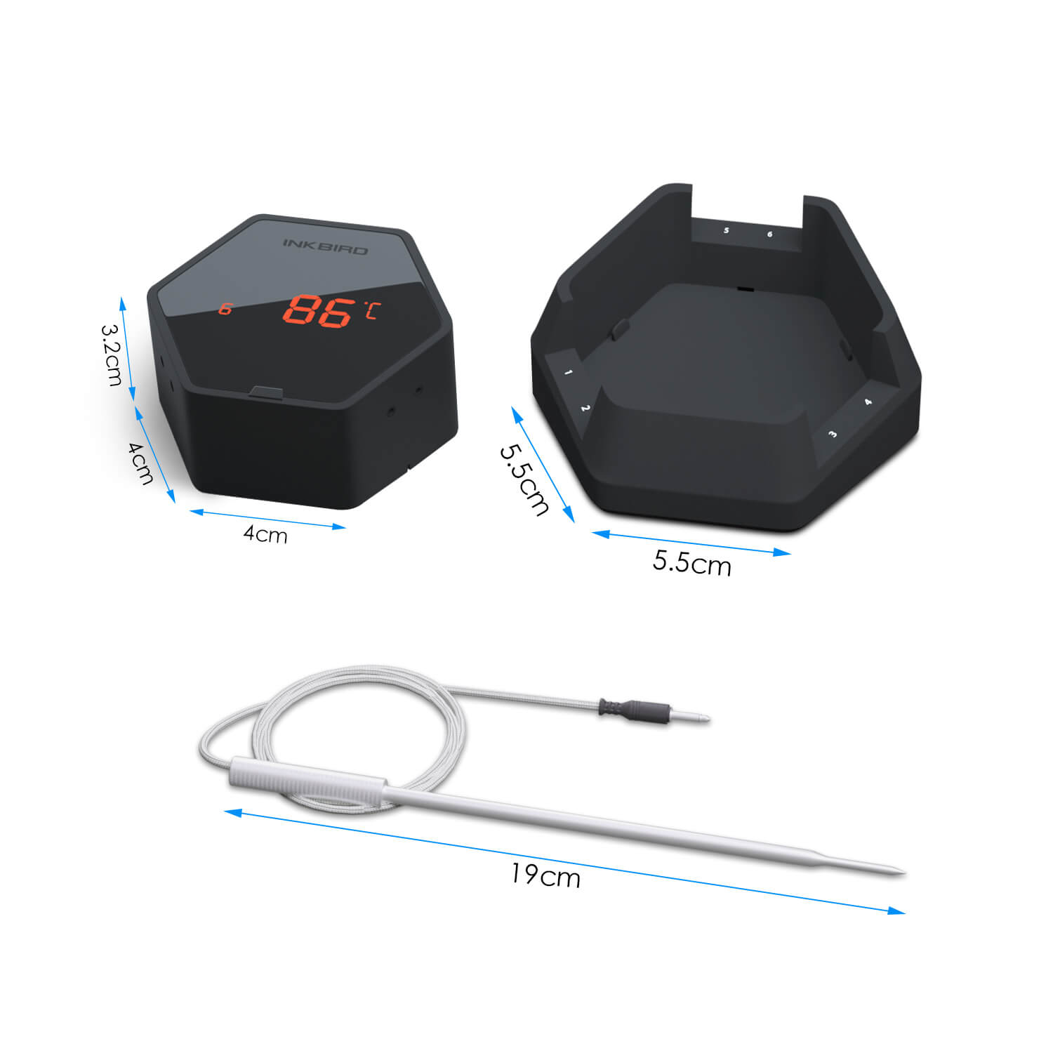 Wireless Bluetooth BBQ Thermometer IBT-6XS - Smart Meat Temperature Probe for Grilling, Smoking & Cooking