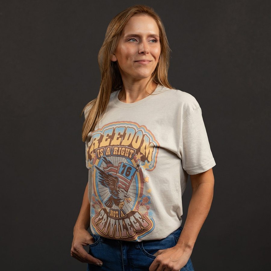 Women's Freedom Is A Right Boyfriend Fit T-Shirt - Comfortable Oversized Cotton Tee for Casual Wear & Feminist Statement