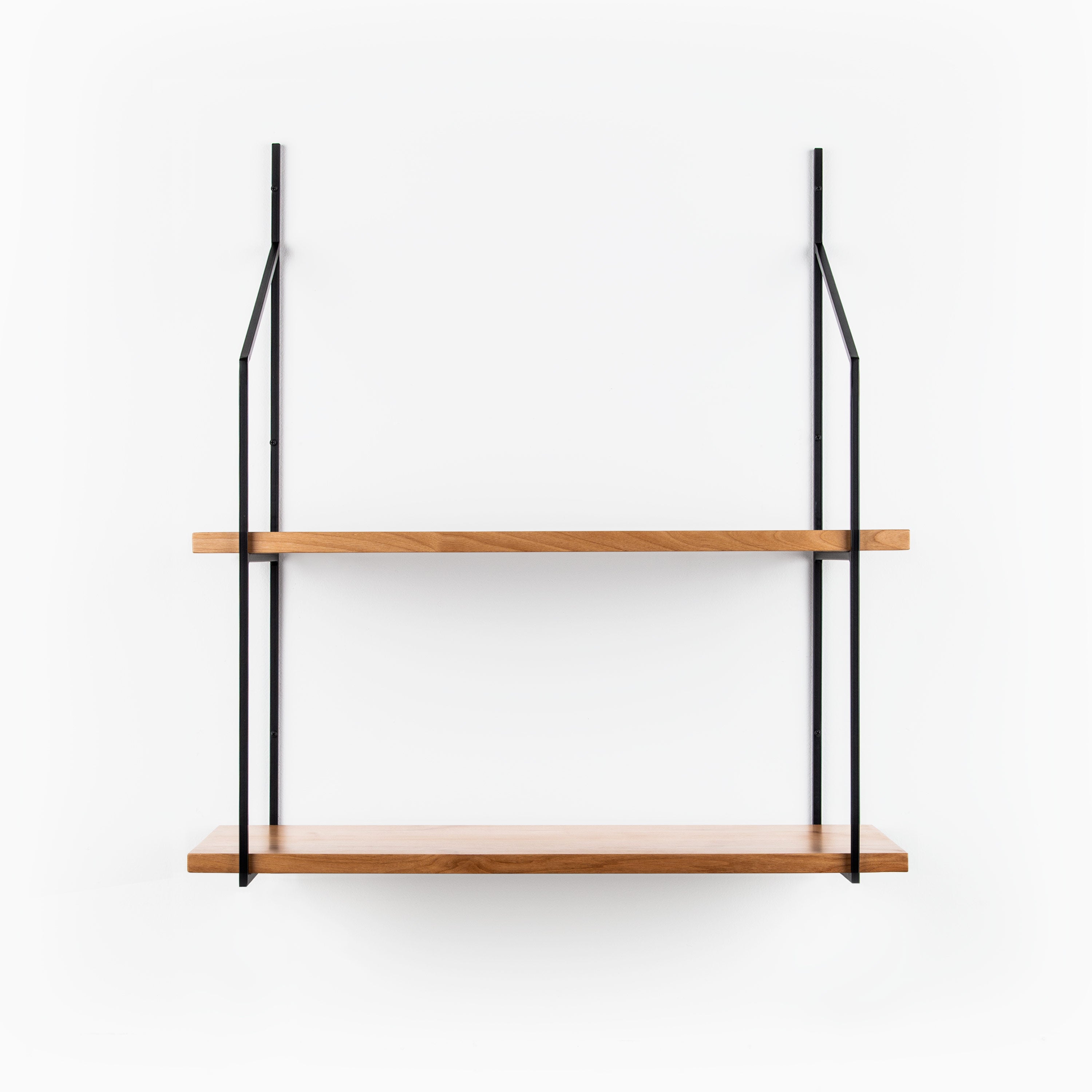 Verne Alder 2 Tier Wooden Shelf - Rustic Wall Mounted Display Organizer for Bathroom, Kitchen & Living Room Decor