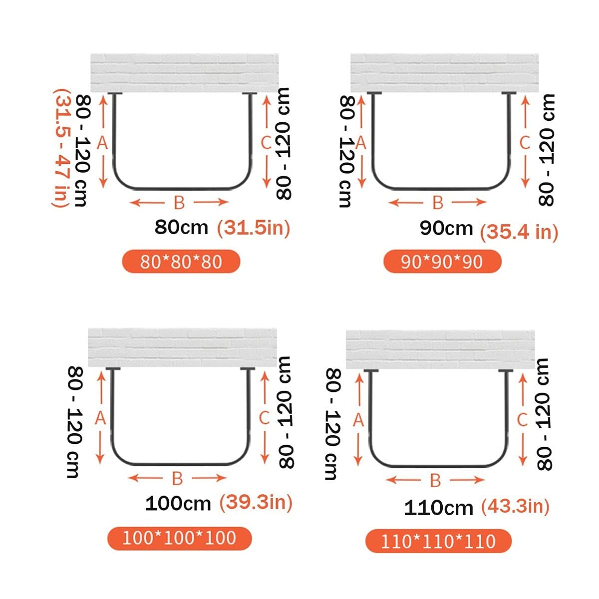 U-Shaped Extendable No-Drill Shower Curtain Rod Set with Waterproof Liner - Stainless Steel Tension Curved Shower Rail for Bathroom (Perfect for Small Spaces & Corner Showers)