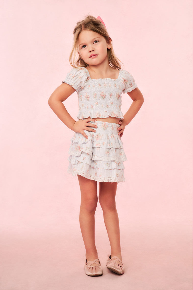 Billie Blue Floral Mini Skirt for Girls - Cute Summer Skirt for Teens & Kids - Perfect for Beach, Party & Casual Outfits