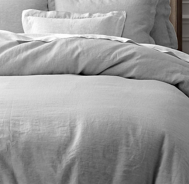 100% Pure Linen Grey Duvet Cover Set - Queen Size | Breathable & Hypoallergenic Bedding for All Seasons | Perfect for Master Bedroom, Guest Room & Vacation Homes