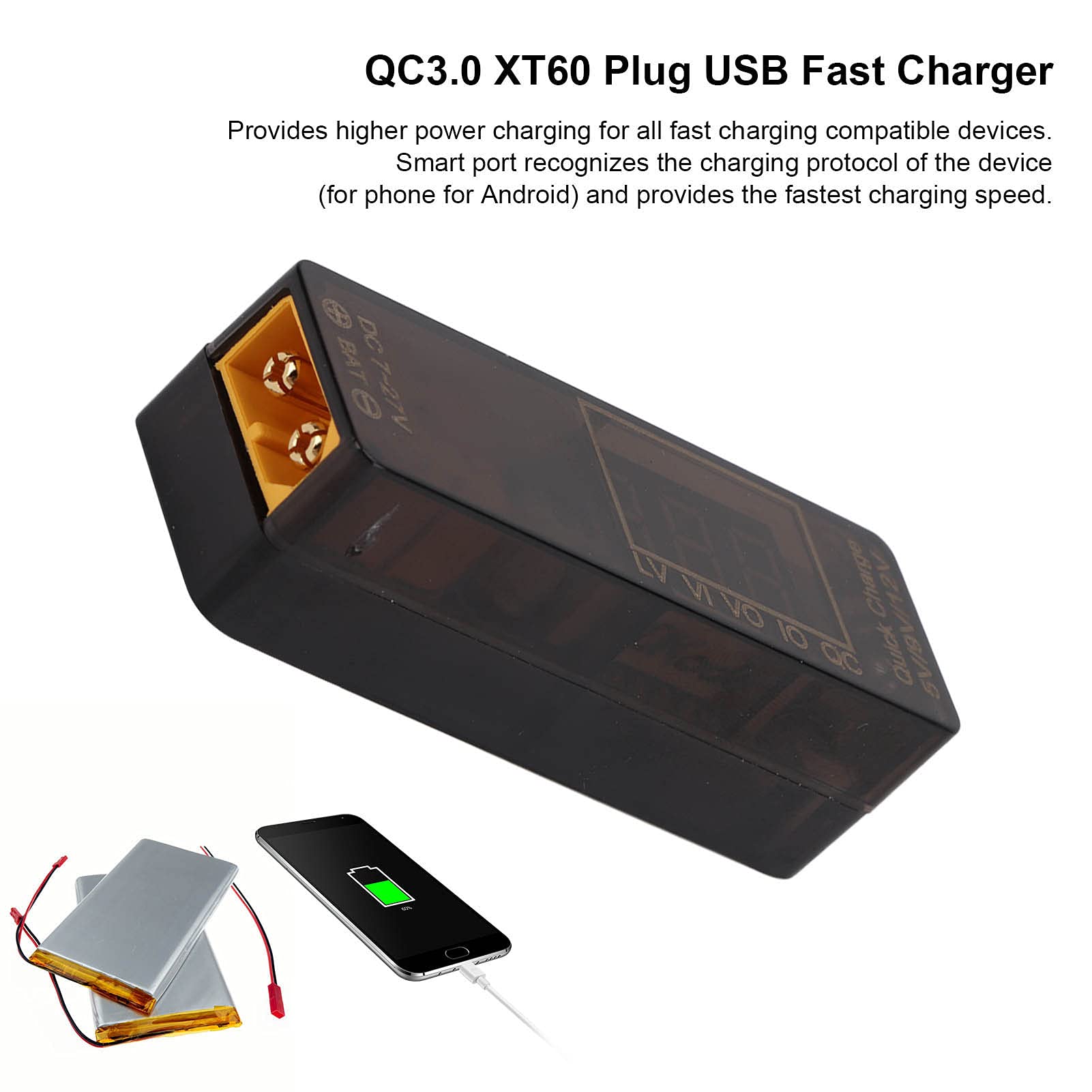 QC3.0 USB Car Charger Adapter with Overload & Short Circuit Protection - Fast Charging USB Port for Model Cars, Trucks & Vehicles - Perfect for Road Trips & Long Drives