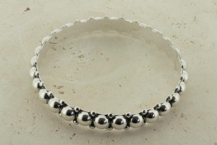 Elegant Beaded Sterling Silver Bangle Bracelet for Women - Perfect for Parties, Weddings & Everyday Wear
