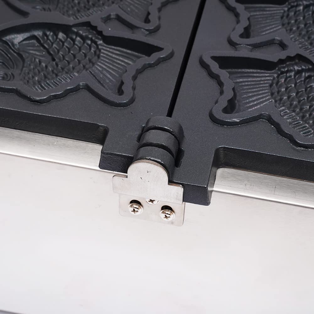 Commercial Electric Taiyaki Maker - Japanese Fish-Shaped Waffle Machine with Non-Stick Coating, 3000W (6-Fish Capacity) - Perfect for Home Bakeries, Cafes & Japanese Dessert Shops