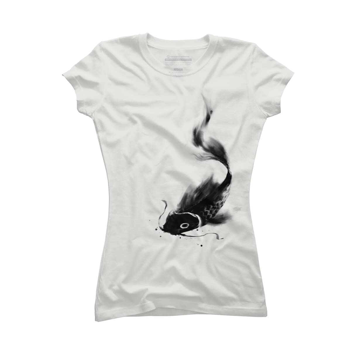 Design By Humans Junior's Koi Wash Graphic T-Shirt by Kdeuce | Cute Fish Print Tee for Girls | Perfect for Casual Wear, School & Outings