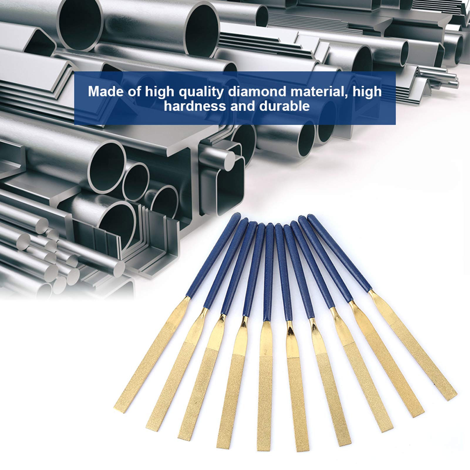 10Pcs High Wear-Resistant Flat Files - Jewelry Repair & Metalworking Tools (5×180mm) - Perfect for Die Grinder Accessories, Smoothing Metal Surfaces, Holes & Grooves - Ideal for DIY, Crafting & Professional Jewelry Making