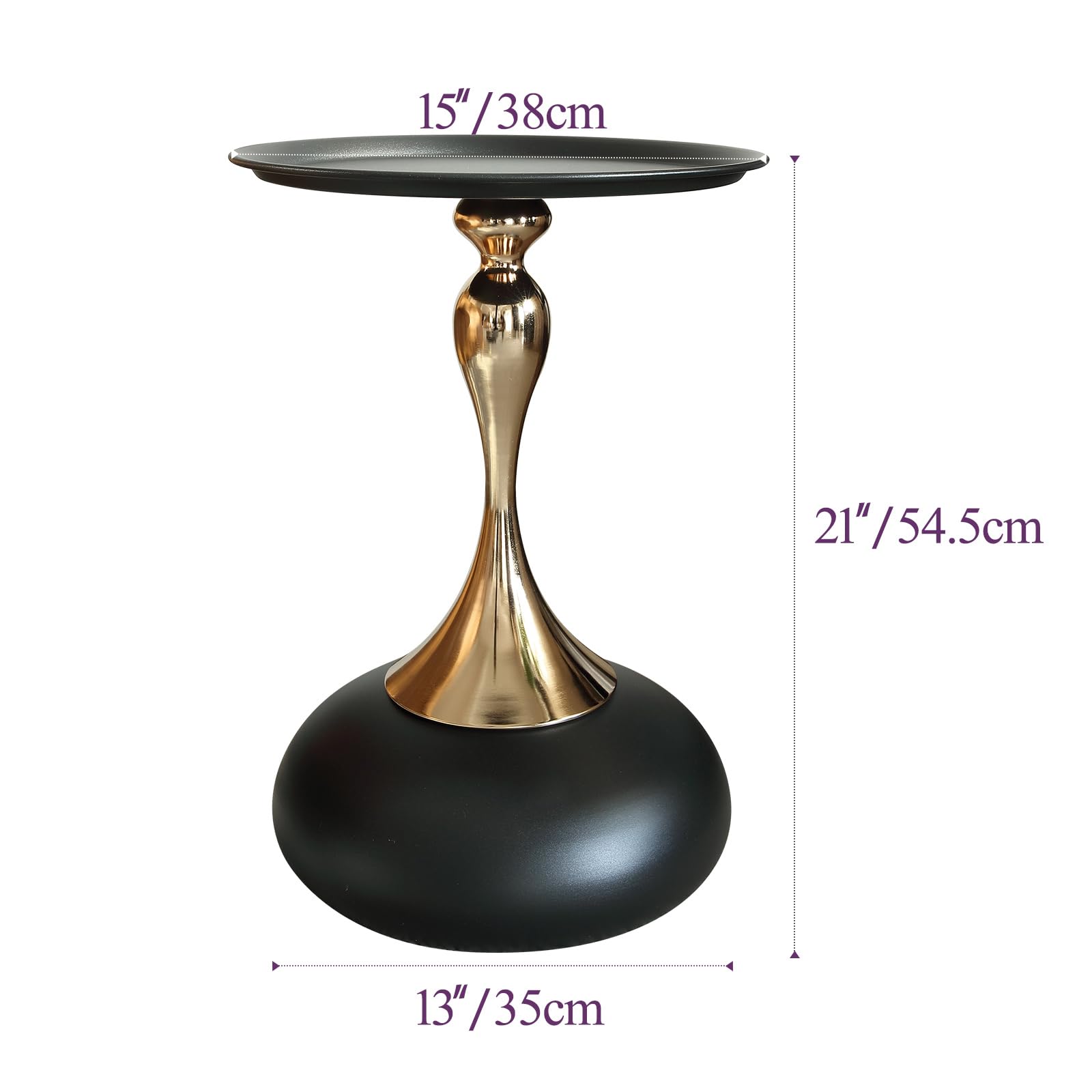 Seonyou Small Round End Table - Modern Black Metal Pedestal Side Table with Fluted Circle Design, Minimalist Accent Table for Living Room, Bedroom, Office | Perfect as Drink Table, Nightstand or Decorative Furniture for Small Spaces