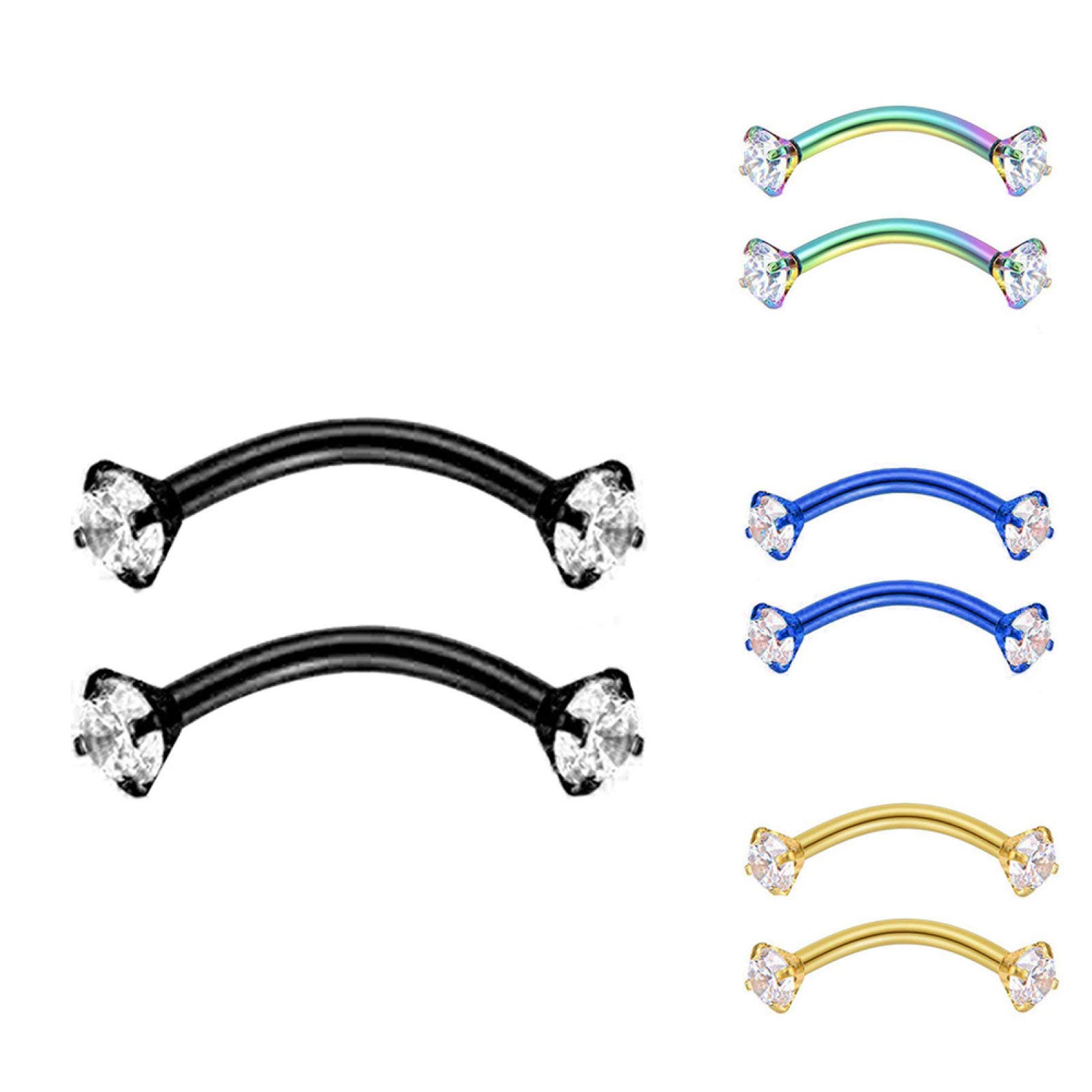 Fashionable Cubic Zirconia Eyebrow Ring & Barbell Piercing Jewelry for Women and Men - Perfect for Parties, Clubs, and Everyday Style