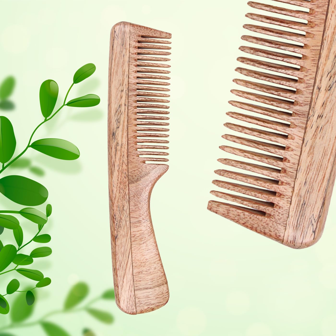 KAVIN Anti-Bacterial Wooden Neem Comb for Kids, Men & Women – Natural Hair Care & Scalp Massage – Pack of 1 | Perfect for Daily Use, Travel & Gentle Detangling