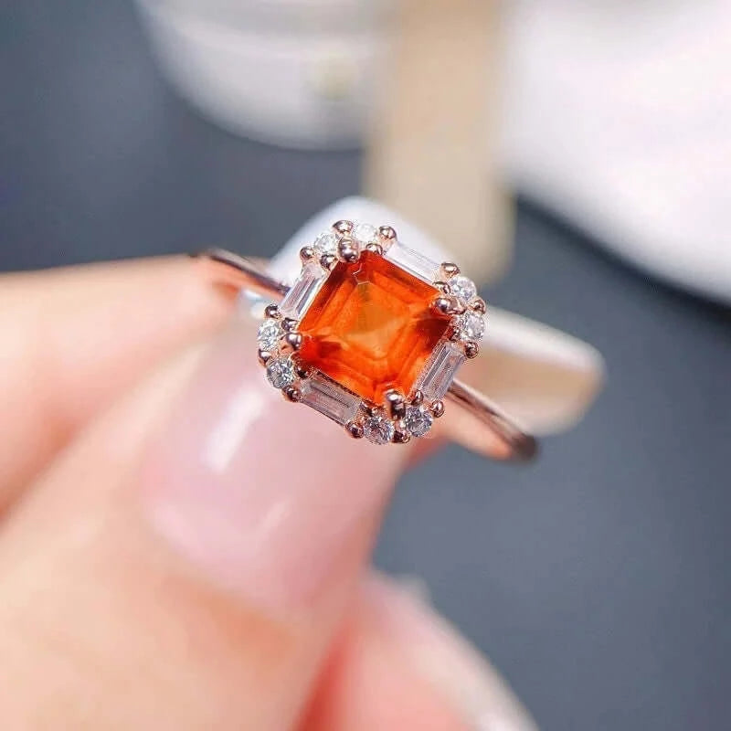 18K Gold Spessartite Garnet January Birthstone Ring for Women - Elegant Jewelry Gift for Birthday, Anniversary & Special Occasions | FME R359