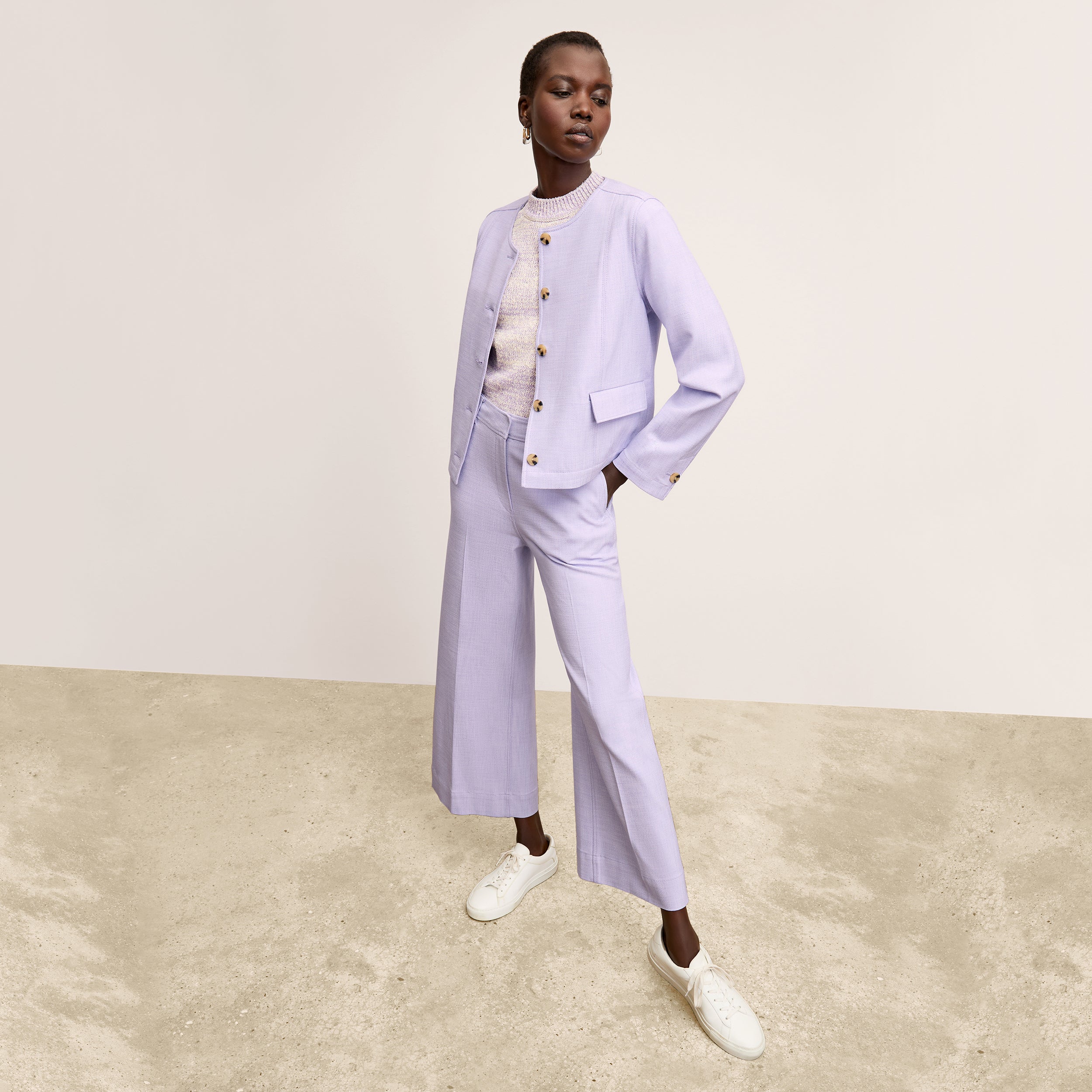 Lani Stretch Tweed Pants in Lilac & Ivory - Comfortable High-Waisted Office Pants for Women | Perfect for Business Casual, Workwear & Professional Outfits